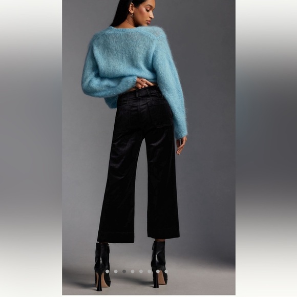 Maeve Anthropologie Collette Velvet Wide Leg Crop Pants - Picture 3 of 8